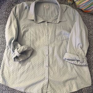 Croft & Barrow Light Blue Textured Button-Up Shirt